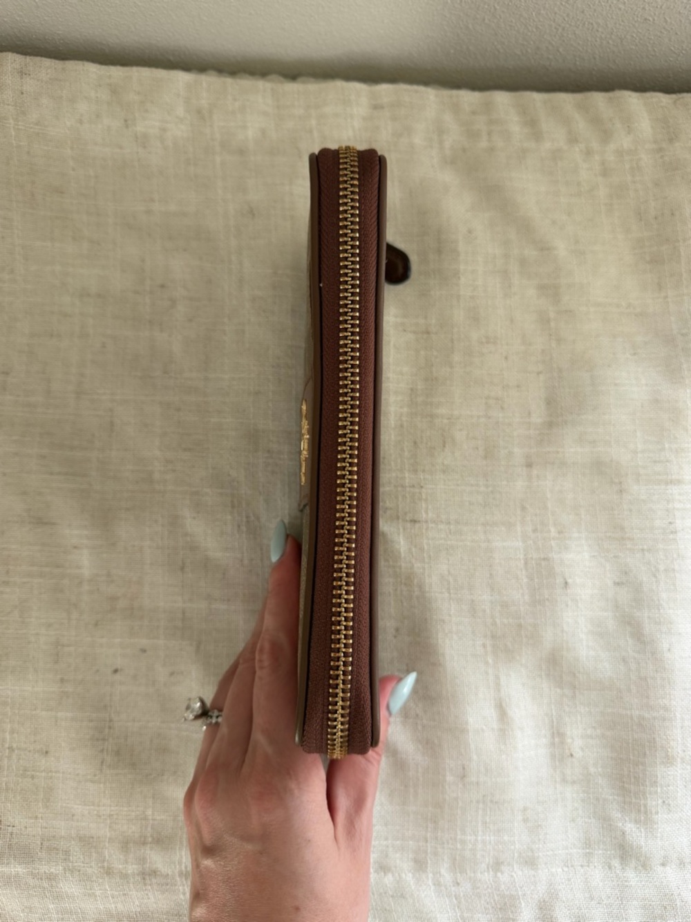 Coach Brown Signature Accordian Zip Wallet - Picture 8 of 12